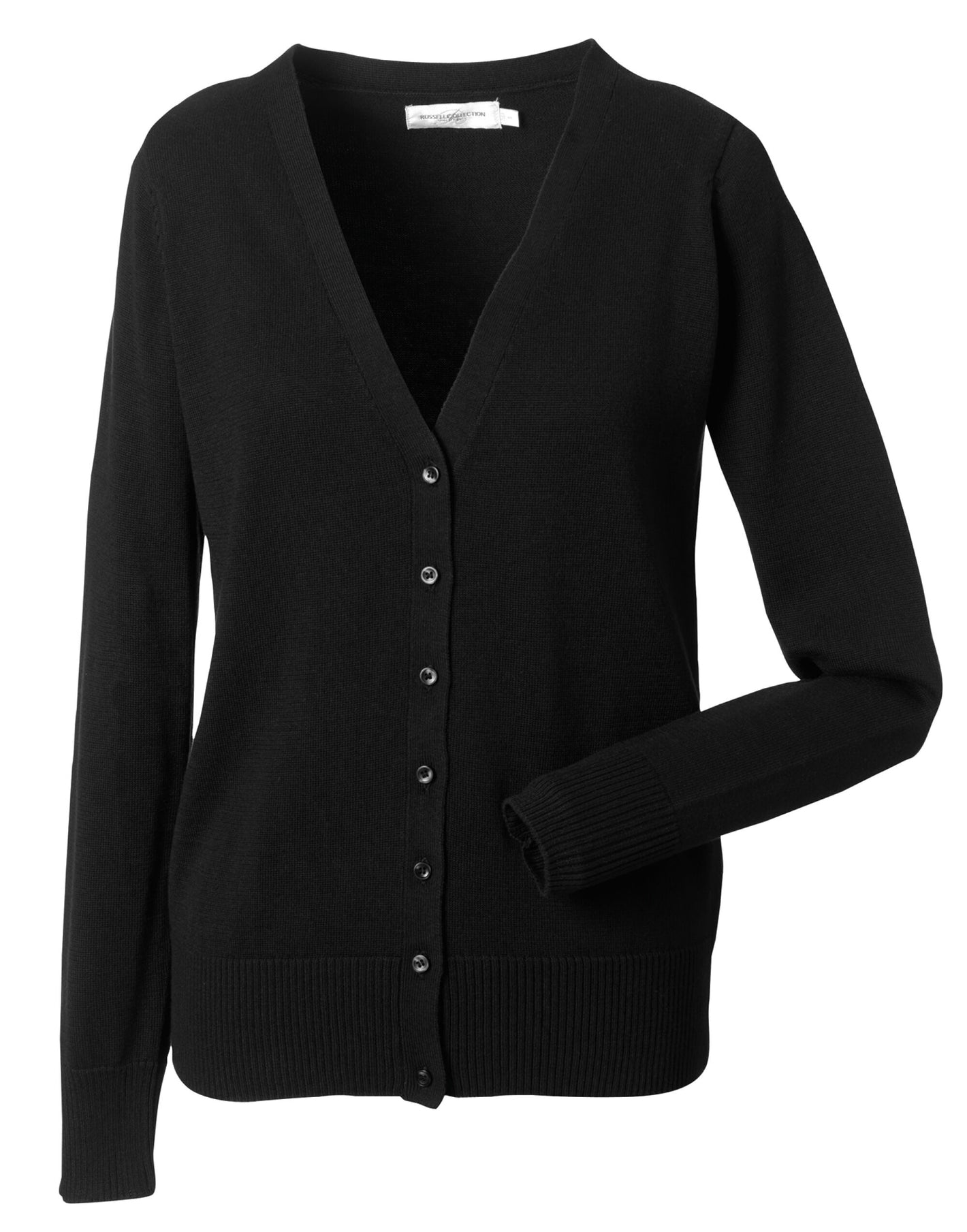 715F Ladies' V Neck Knitted Cardigan - Black