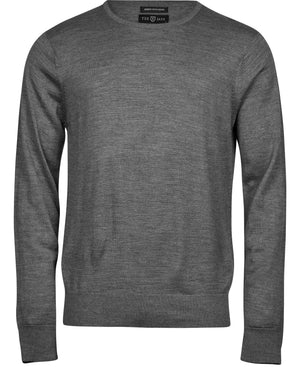 TJ6000 Men's Crew Neck Knitted Sweater - Grey Melange