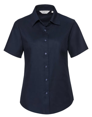 933F Ladies' Short Sleeve Tailored Oxford Shirt - Bright Navy