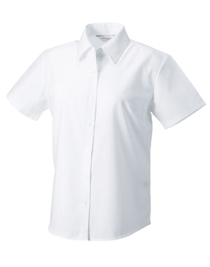 933F Ladies' Short Sleeve Tailored Oxford Shirt - White