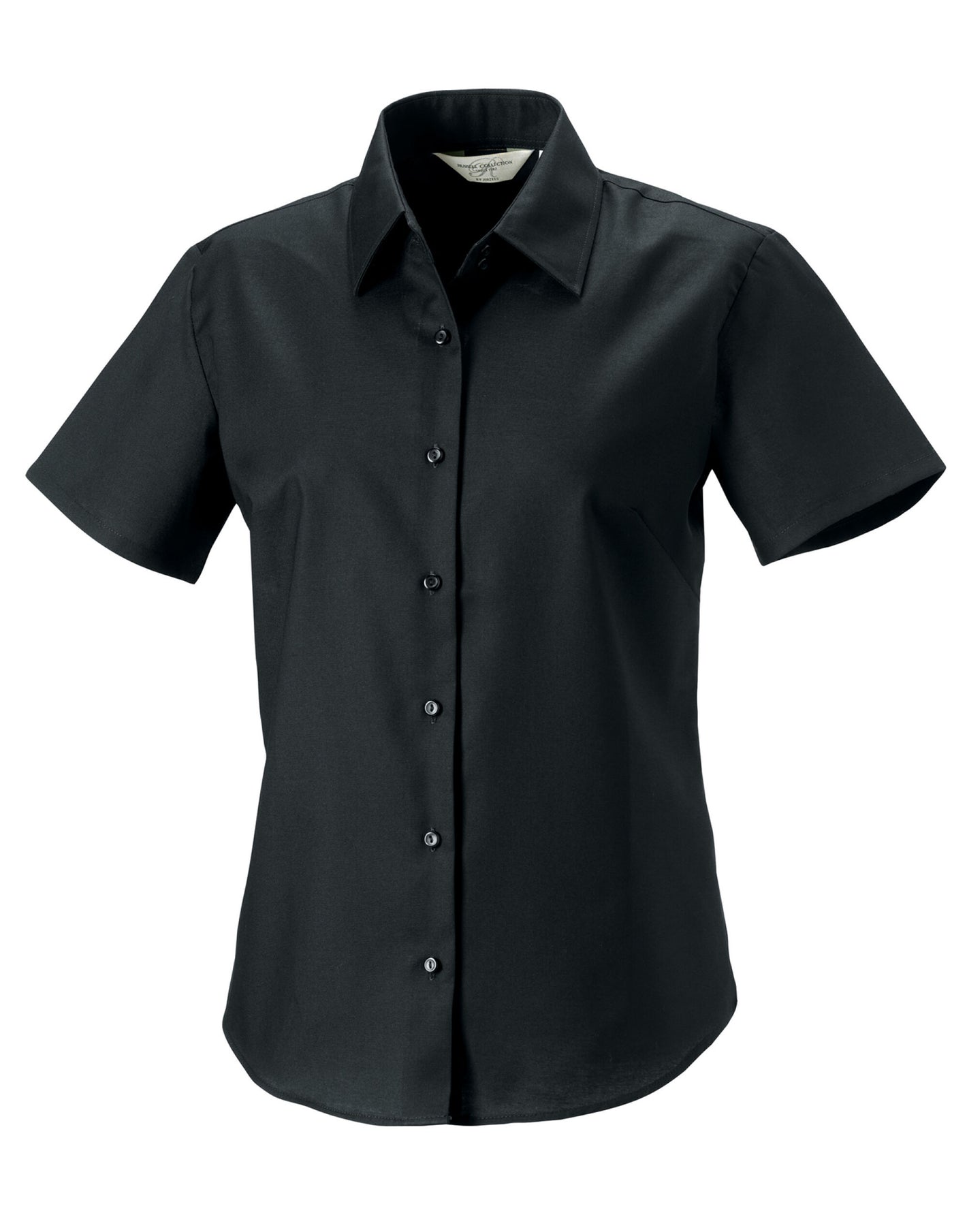 933F Ladies' Short Sleeve Tailored Oxford Shirt - Black