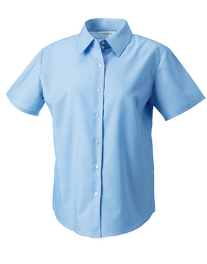 933F Ladies' Short Sleeve Tailored Oxford Shirt - Oxford Blue