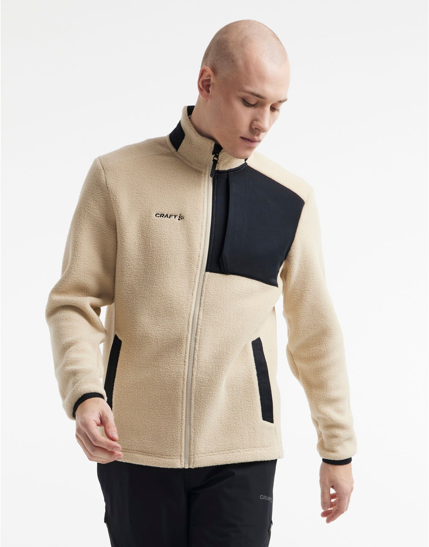 CR1912220 Craft Men's ADV Explore Pile Fleece Jkt - Ecru/Black