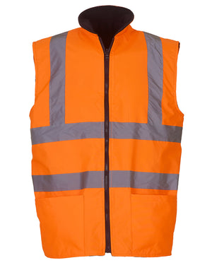 HV008F Reversible Fleece Vest - Hi Vis Orange