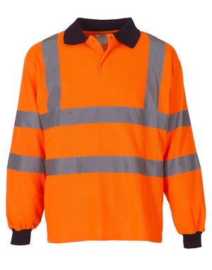 HVJ310 Hi Vis Long Sleeve Polo Shirt - Orange