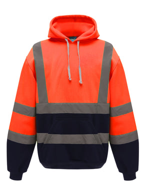 HVK05 Hi-Vis Pull-Over Hoodie - Hi Vis Orange/Navy