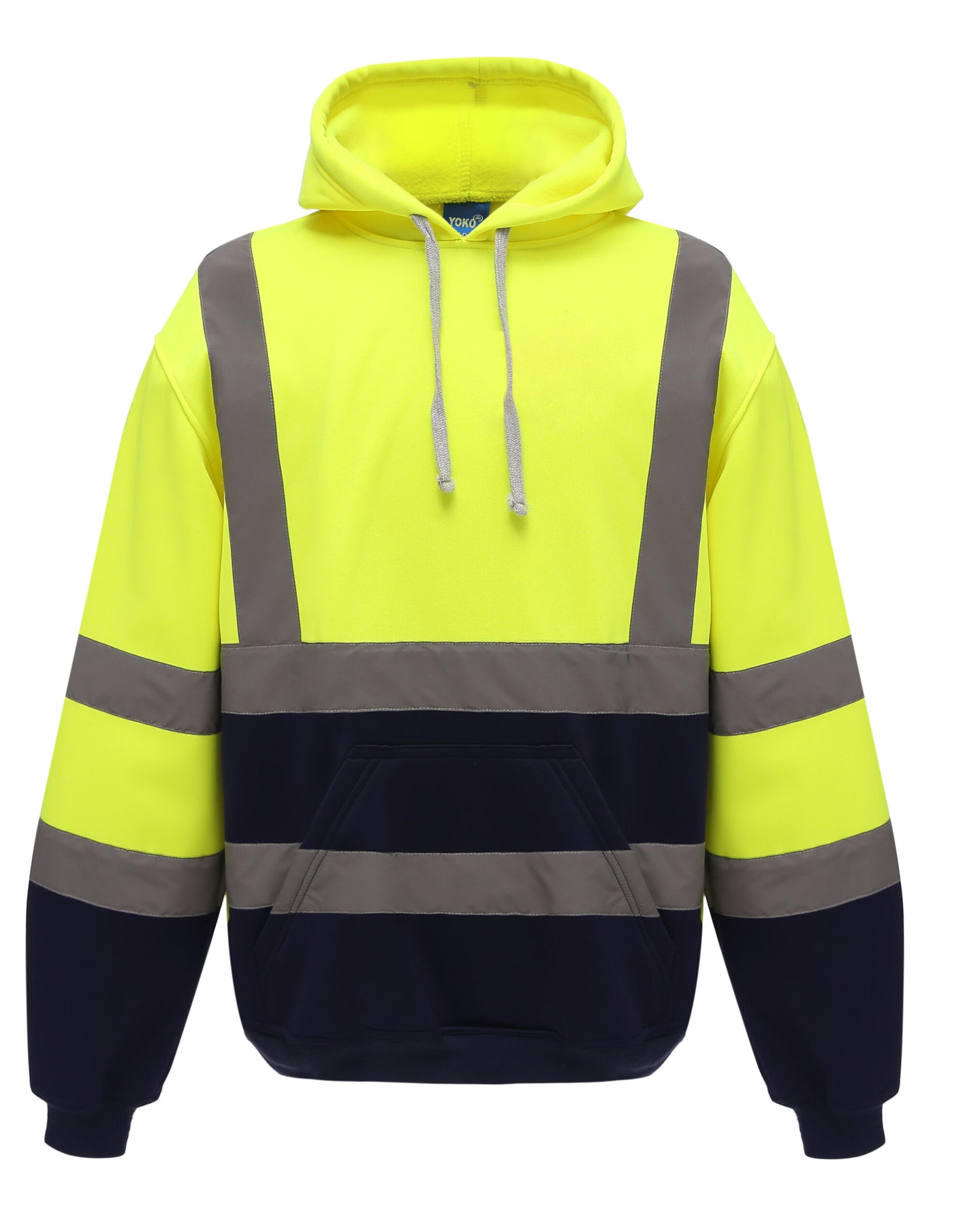 HVK05 Hi-Vis Pull-Over Hoodie -Hi Vis Yellow/Navy