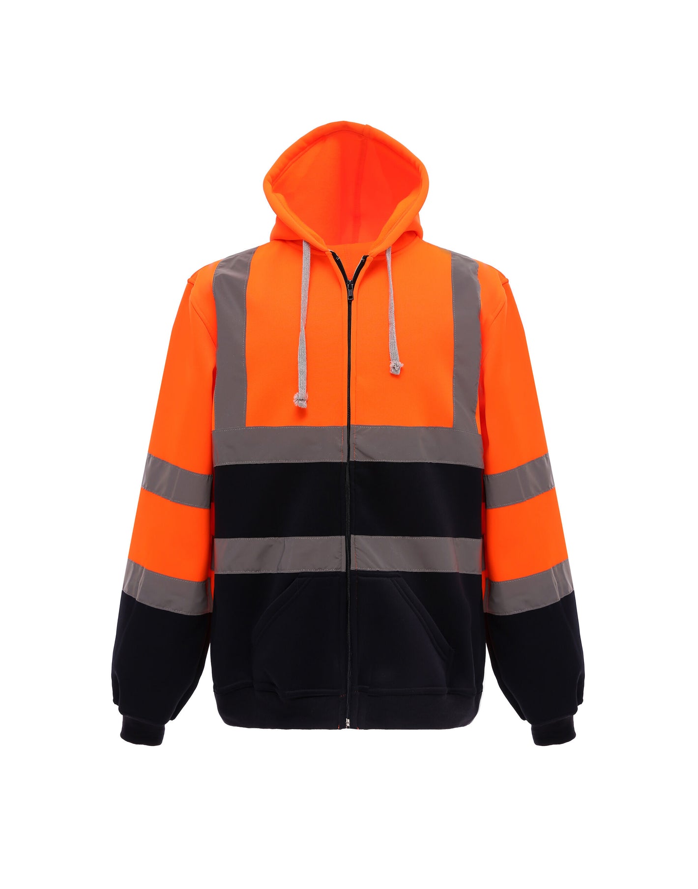 HVK07 Hi Vis Zipped Hoodie - Orange/Navy