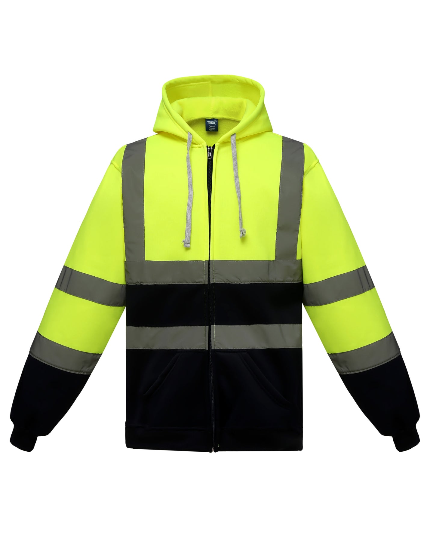 HVK07 Zipped Hoodie - Hi Vis Yellow/Navy