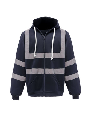 HVK07 Hi Vis Zipped Hoodie - Navy