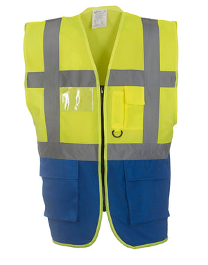 HVW801 Executive Hi-Vis Vest - Hi Vis Yellow/Royal Blue