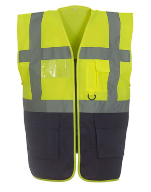 HVW801 Executive Hi-Vis Vest -  Hi Vis Yellow/Navy