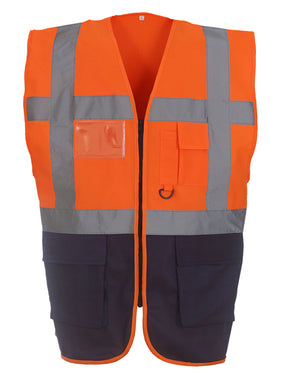 HVW801 Executive Hi-Vis Vest - Orange/Navy