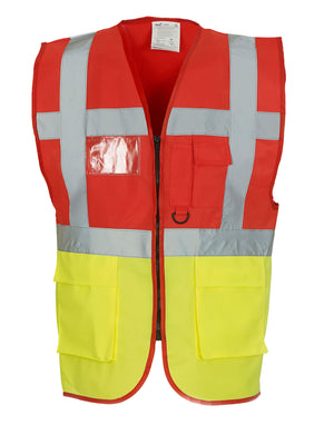 HVW801 Executive Hi-Vis Vest -  Red/Hi Vis Yellow