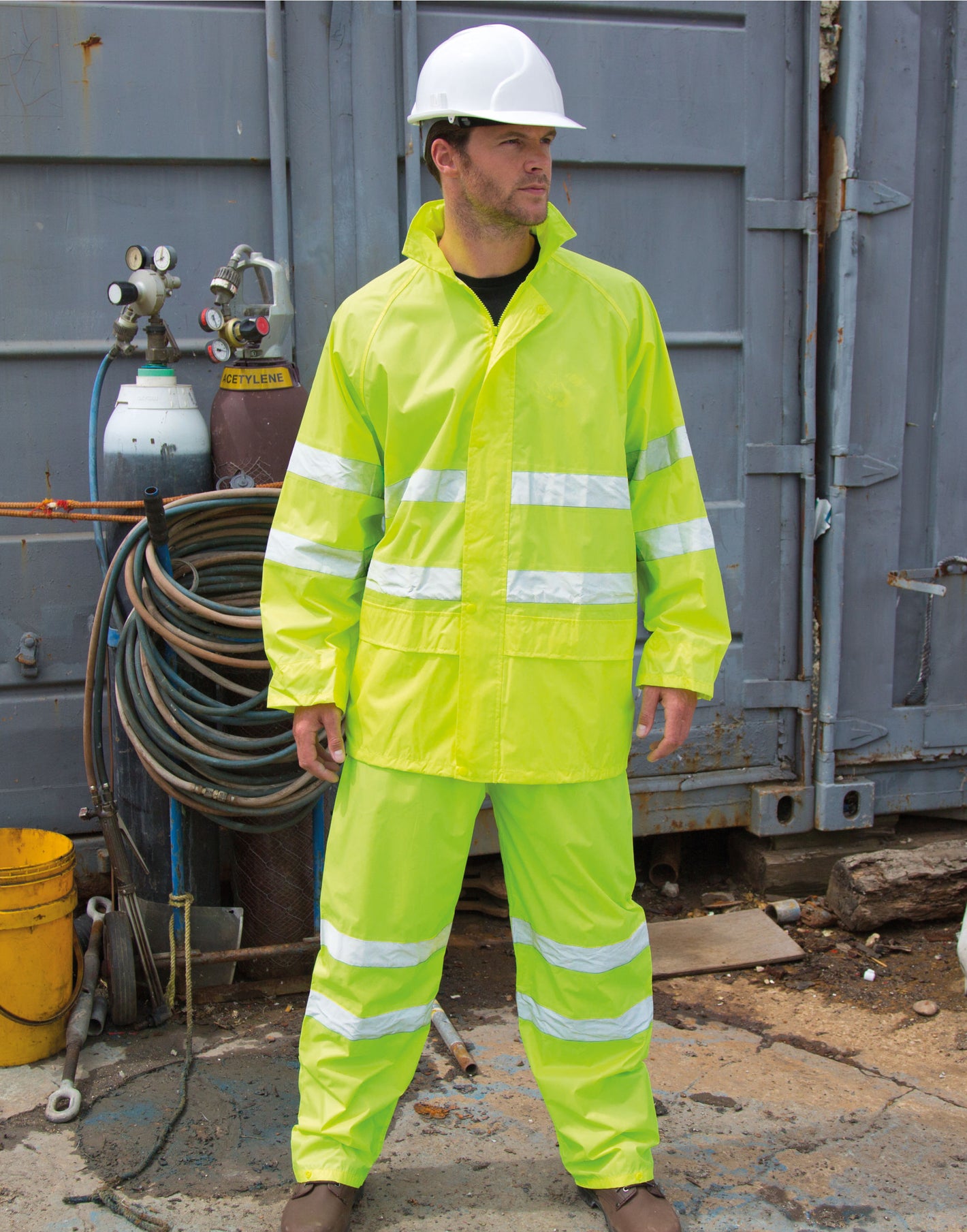 R216X Hi Vis Waterproof Suit - Fluro Yellow