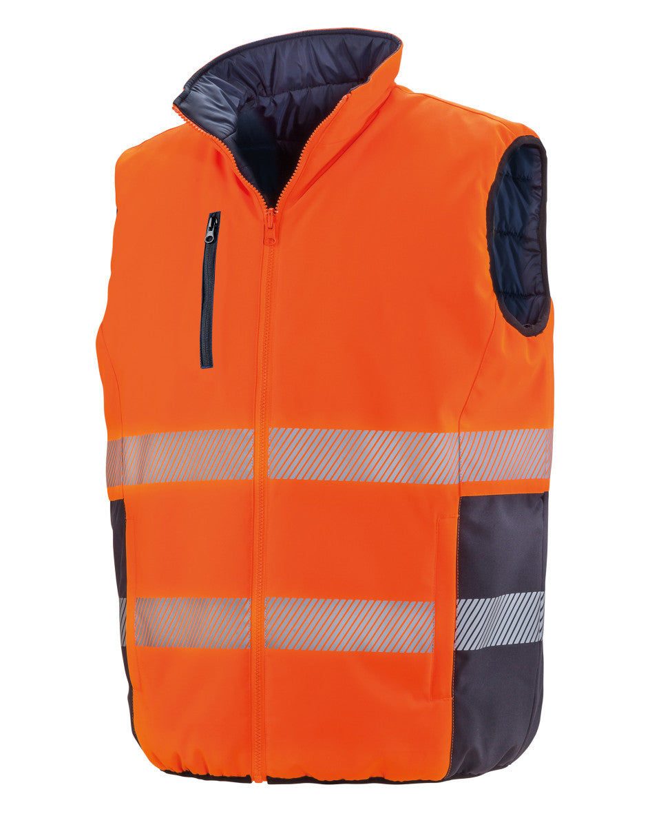 R332X Reversible Soft Padded Safety Gilet - Fluorescent Orange/Navy