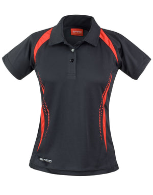 S177F Spiro Ladies Team Spirit Polo Shirt - Black/Red