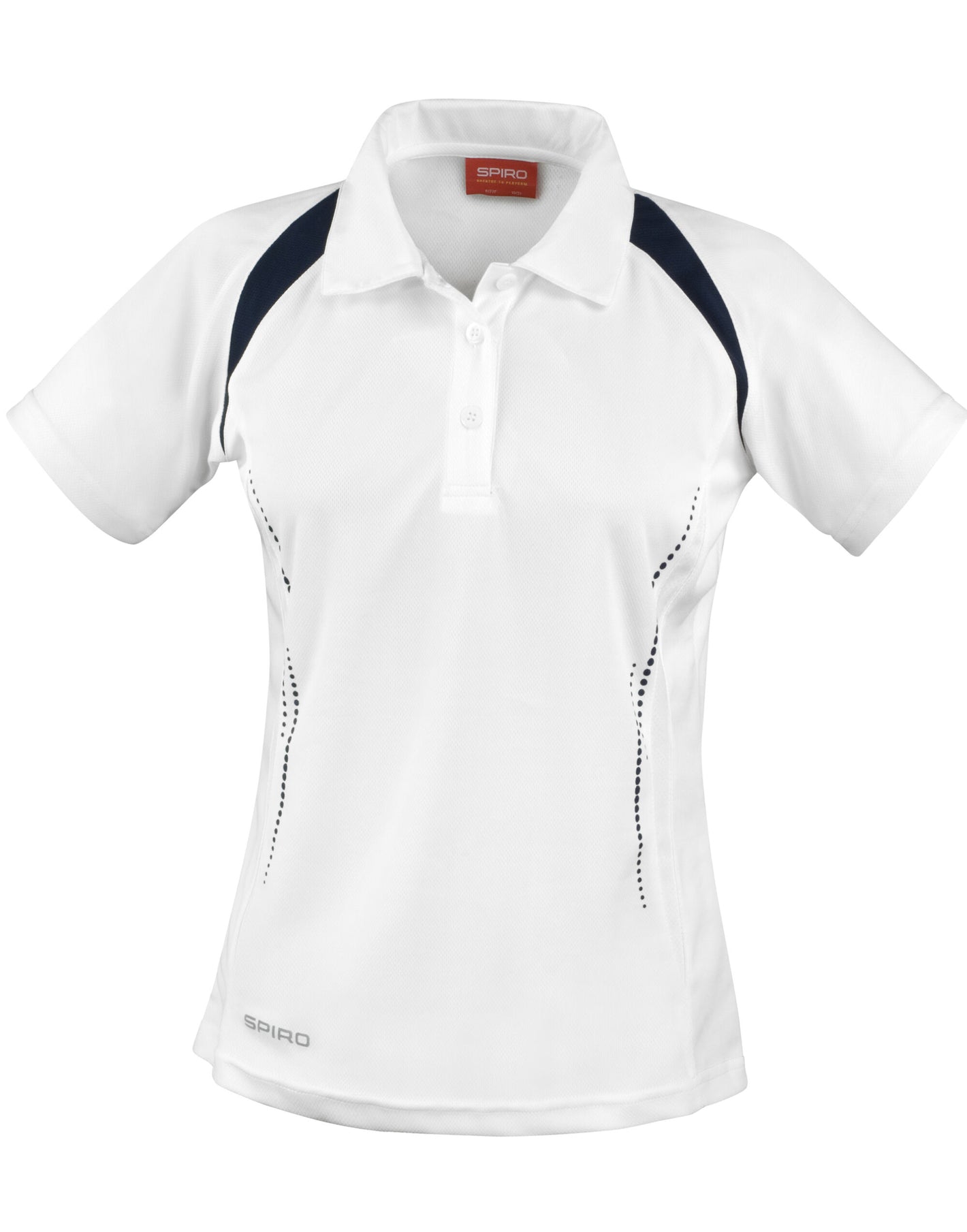 S177F Spiro Ladies Team Spirit Polo Shirt - White/Navy