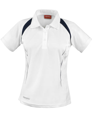 S177F Spiro Ladies Team Spirit Polo Shirt - White/Navy