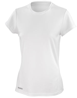 S253F Spiro Ladies Quick Dry S/Sleeve T-Shirt - White