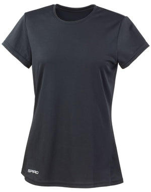 S253F Spiro Ladies Quick Dry S/Sleeve T-Shirt - Black
