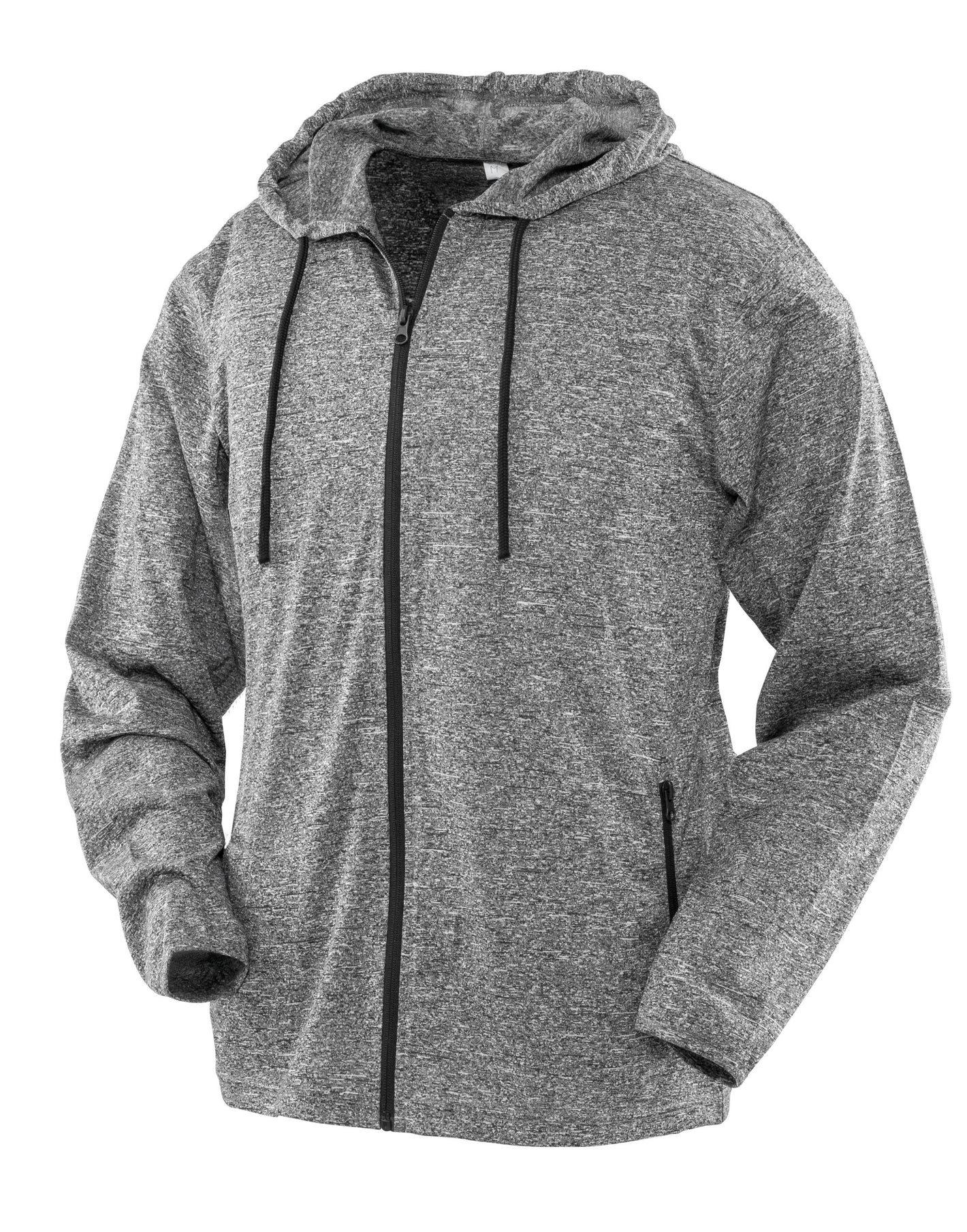 S277F Spiro Fitness Womens Hooded Tee-Jacket - Grey/Black