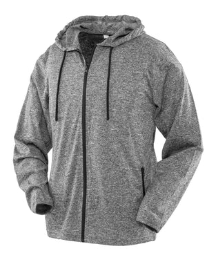 S277F Spiro Fitness Womens Hooded Tee-Jacket - Grey/Black