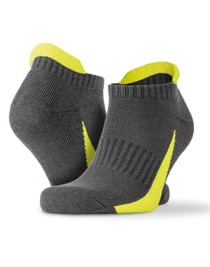 S293X Spiro 3-Pack Mixed Sneaker Sport Sock - Grey/Lime