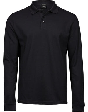 Men's Luxury Long Sleeve Stretch Polo - Black