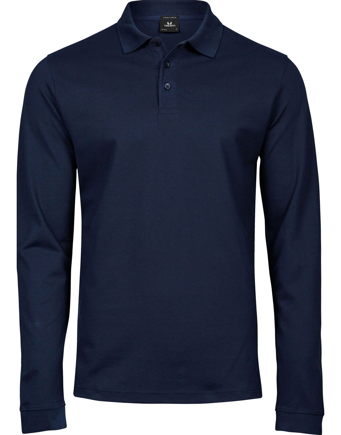 Men's Luxury Long Sleeve Stretch Polo - Navy