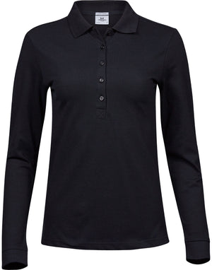 Ladies' Luxury Long Sleeve Stretch Polo - Black