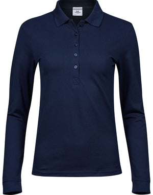 Ladies' Luxury Long Sleeve Stretch Polo - Navy