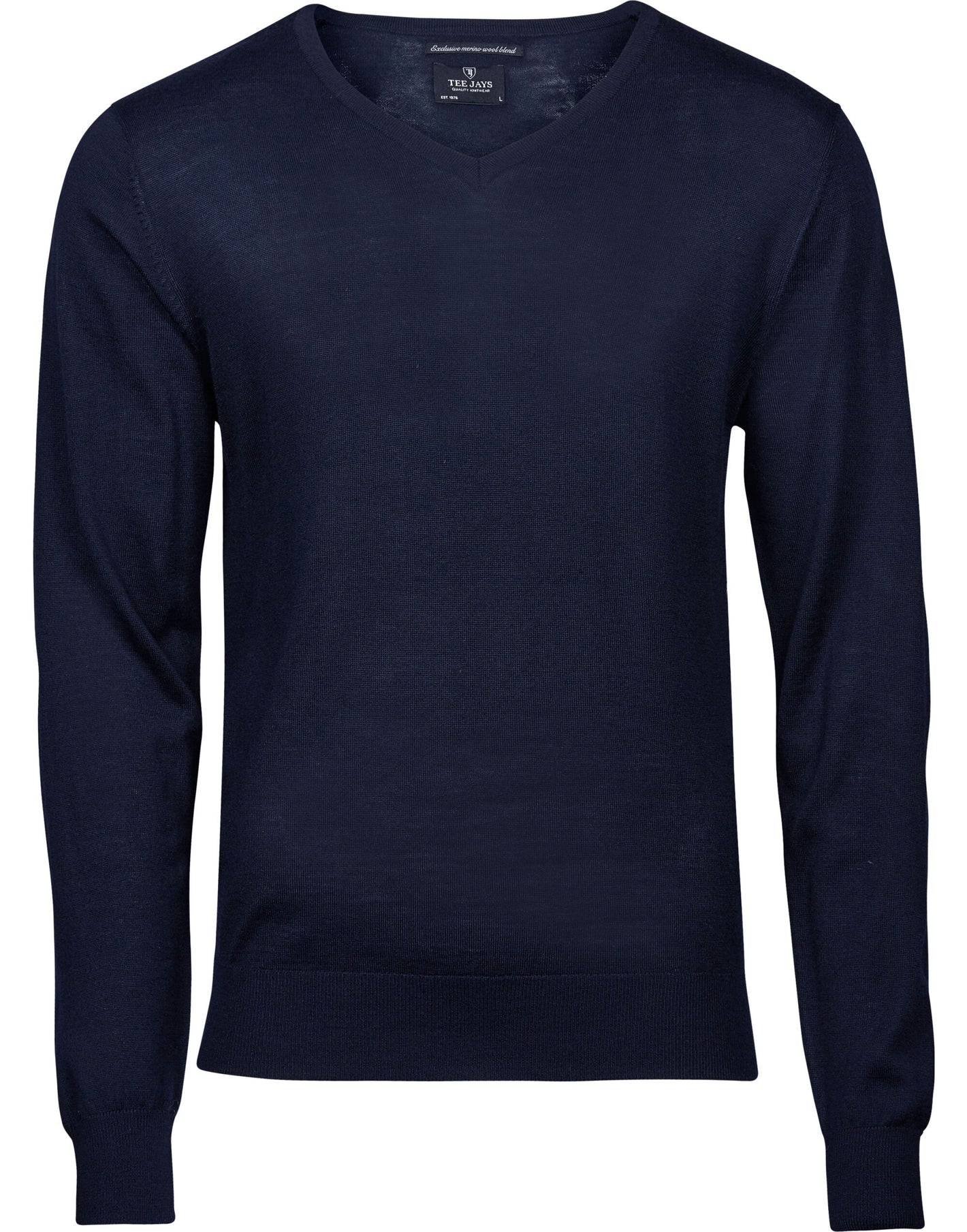 Men's V Neck Knitted Sweater - Navy