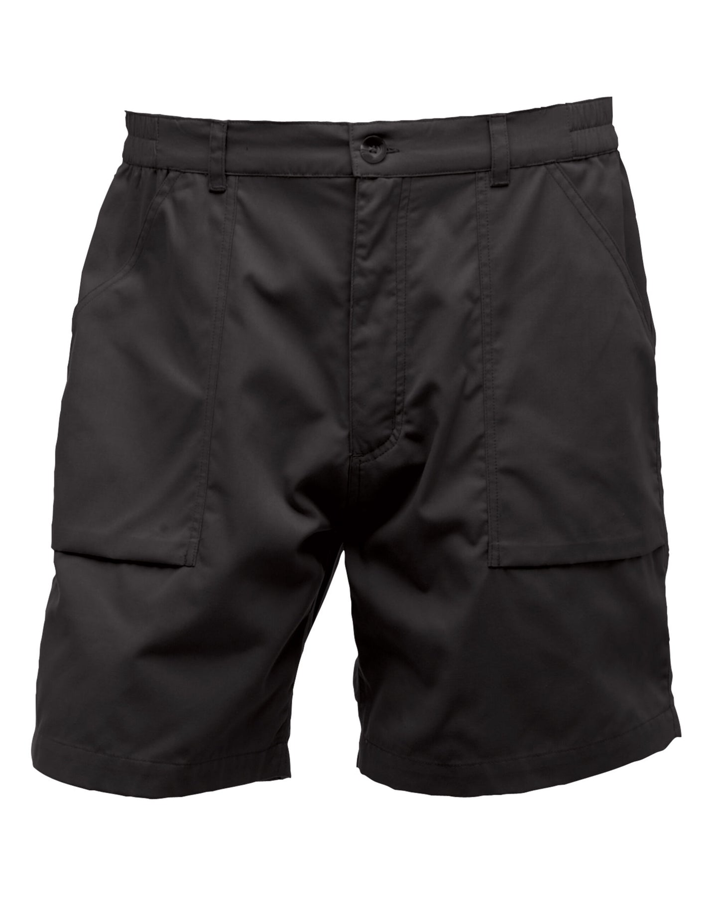 Regatta TRJ332 Action Work Shorts in black with multiple pockets, ideal for tradespeople