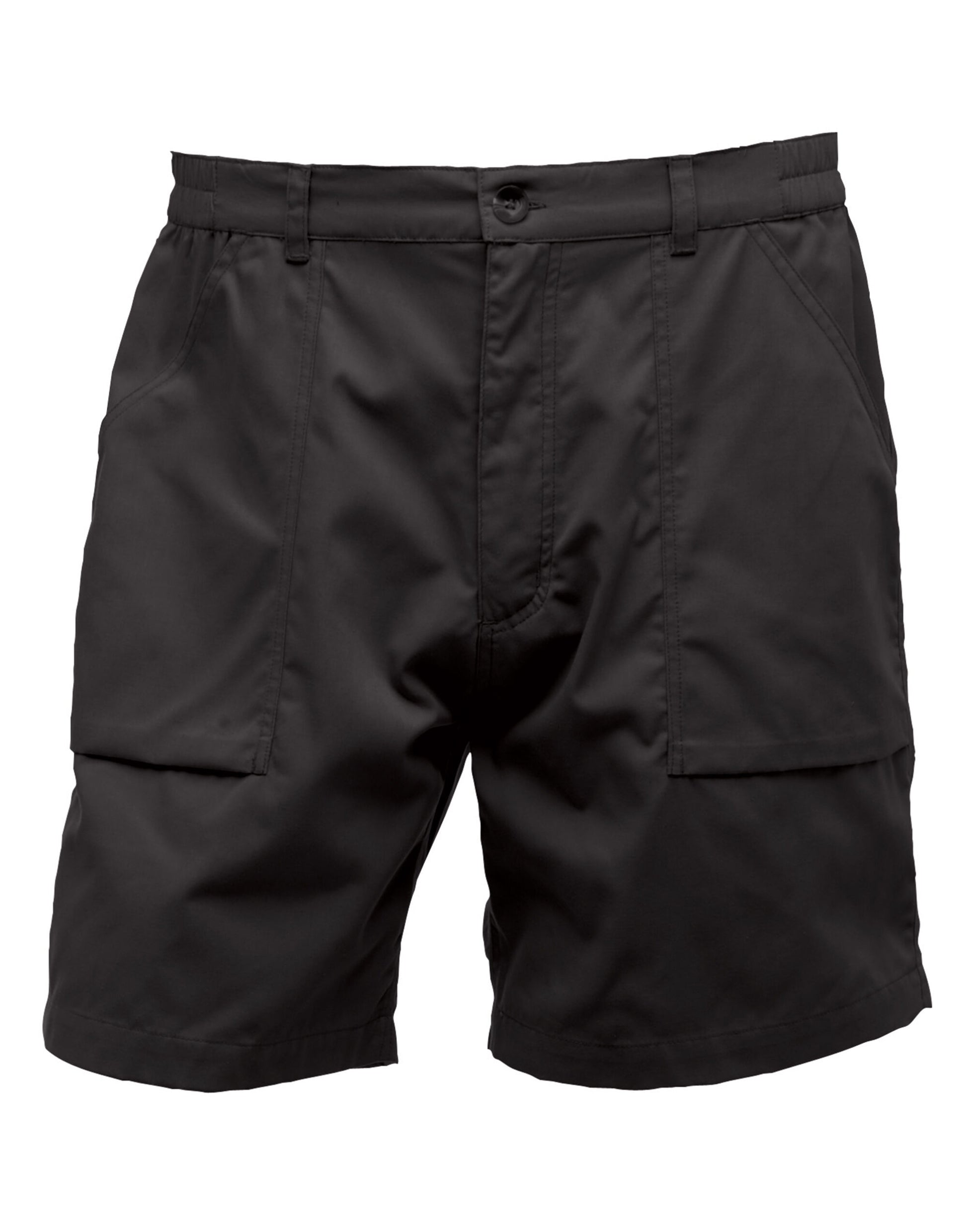 Regatta TRJ332 Action Work Shorts in black with multiple pockets, ideal for tradespeople