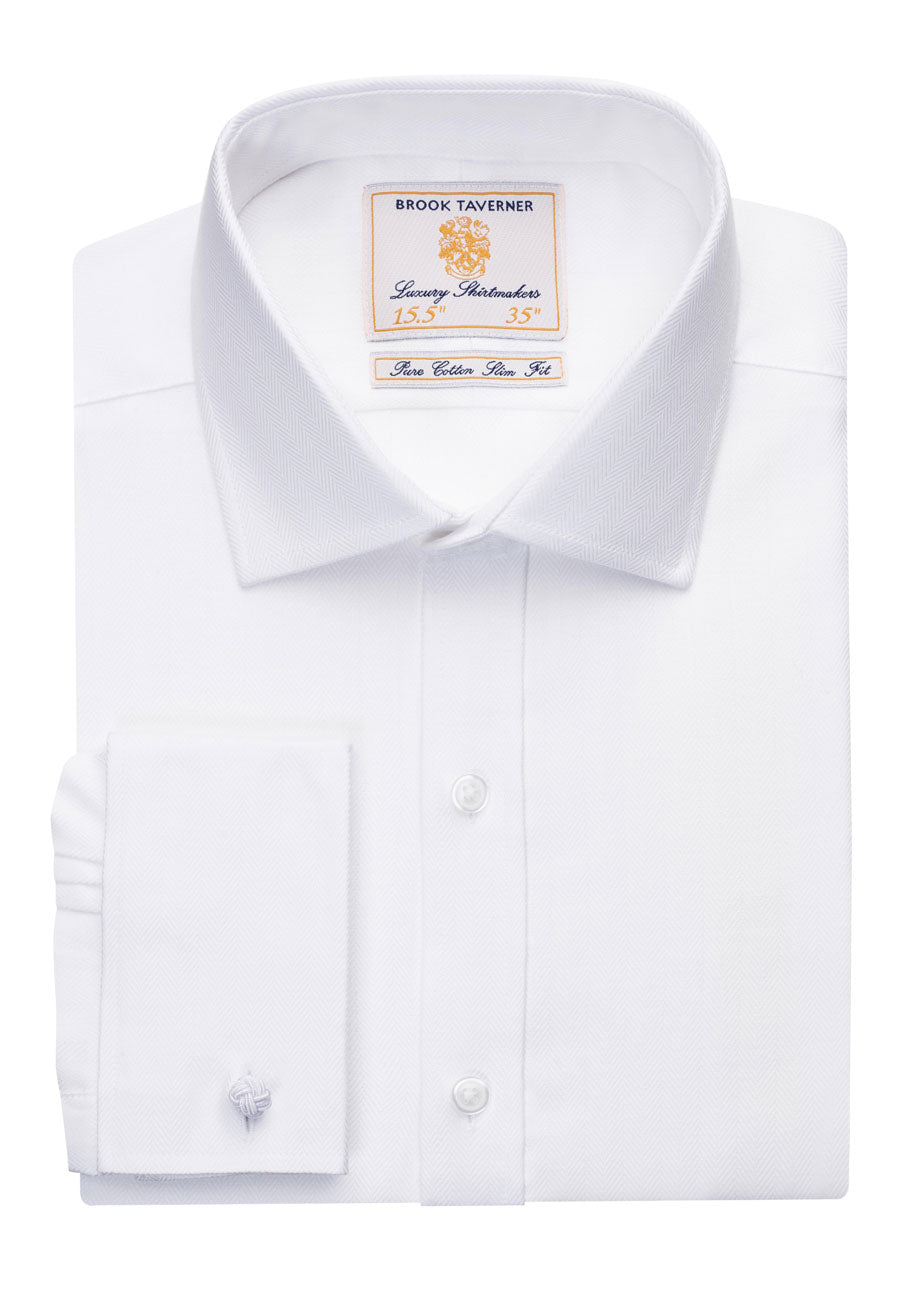 7720 Prato Male Double Cuff Slim Fit - WhiteHB