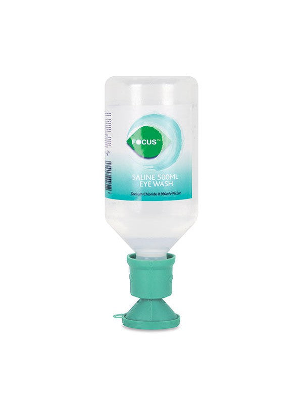 CM7065 Focus Saline Eyewash 500ml Sterile C/W Eyebath Cap