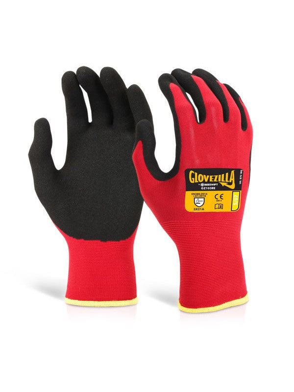 Gz103Re Red Glovezilla Nitrile Nylon Glove