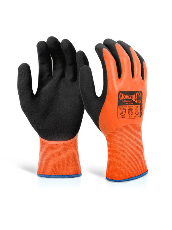 Gz105Or Orange Glovezilla Waterproof Thermal Latex Glove