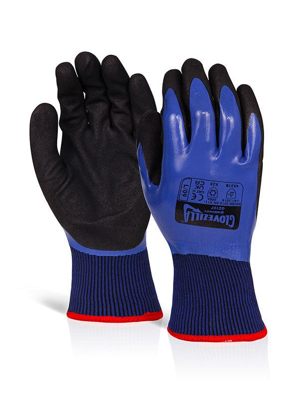 Gz107Bn Blue Glovezilla Waterproof Thermal Nitrile Glove