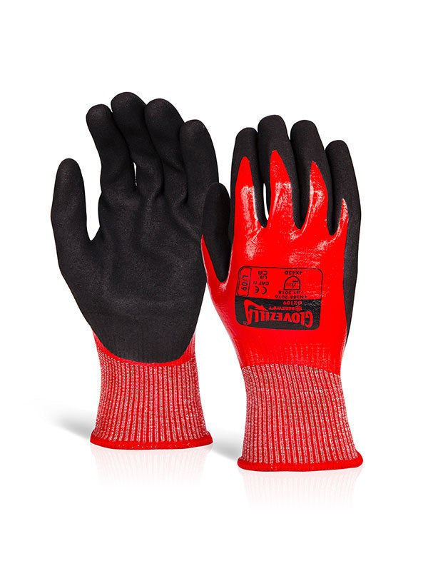 Gz109Ren Red Glovezilla Waterproof Nitrile Cut D Glove