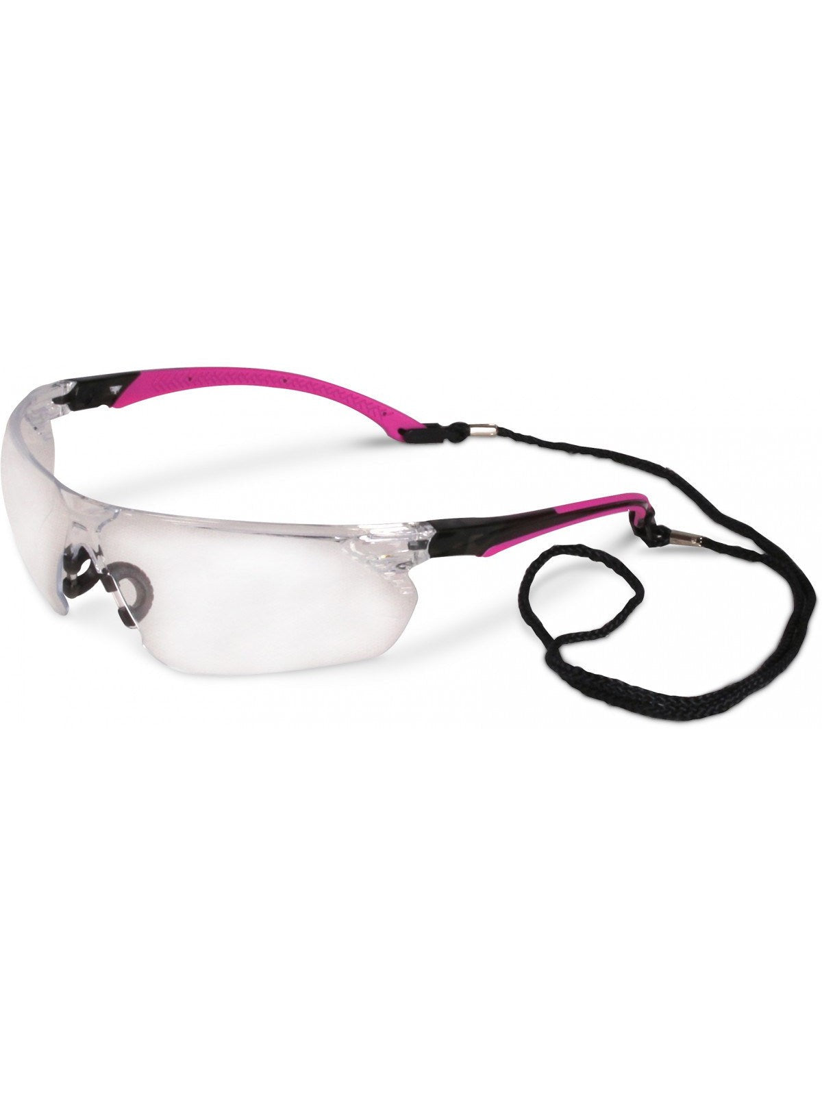 Ey/Uc/Gl/Tiran-Pk/Cl Safety Glasses With Pink Side Arms And Clear Lenses Lightweight Wraparound Design