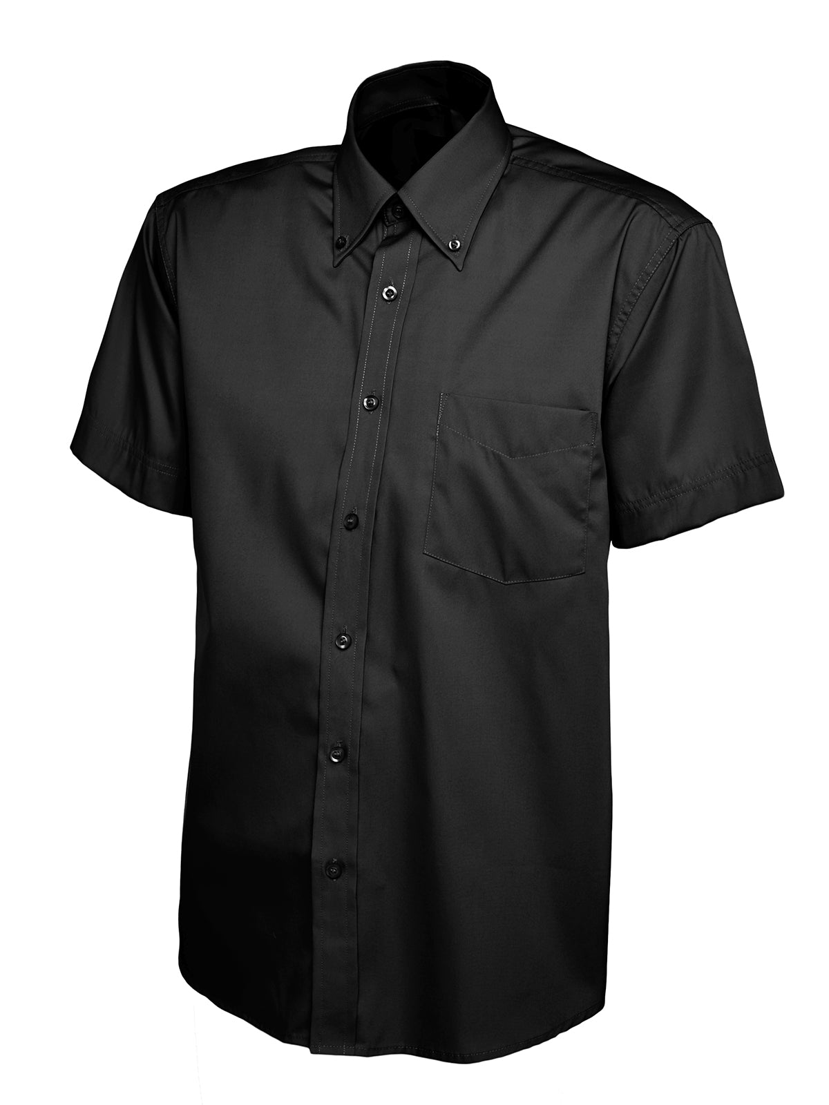 UC702 Mens Pinpoint Oxford Half Sleeve Shirt - Black