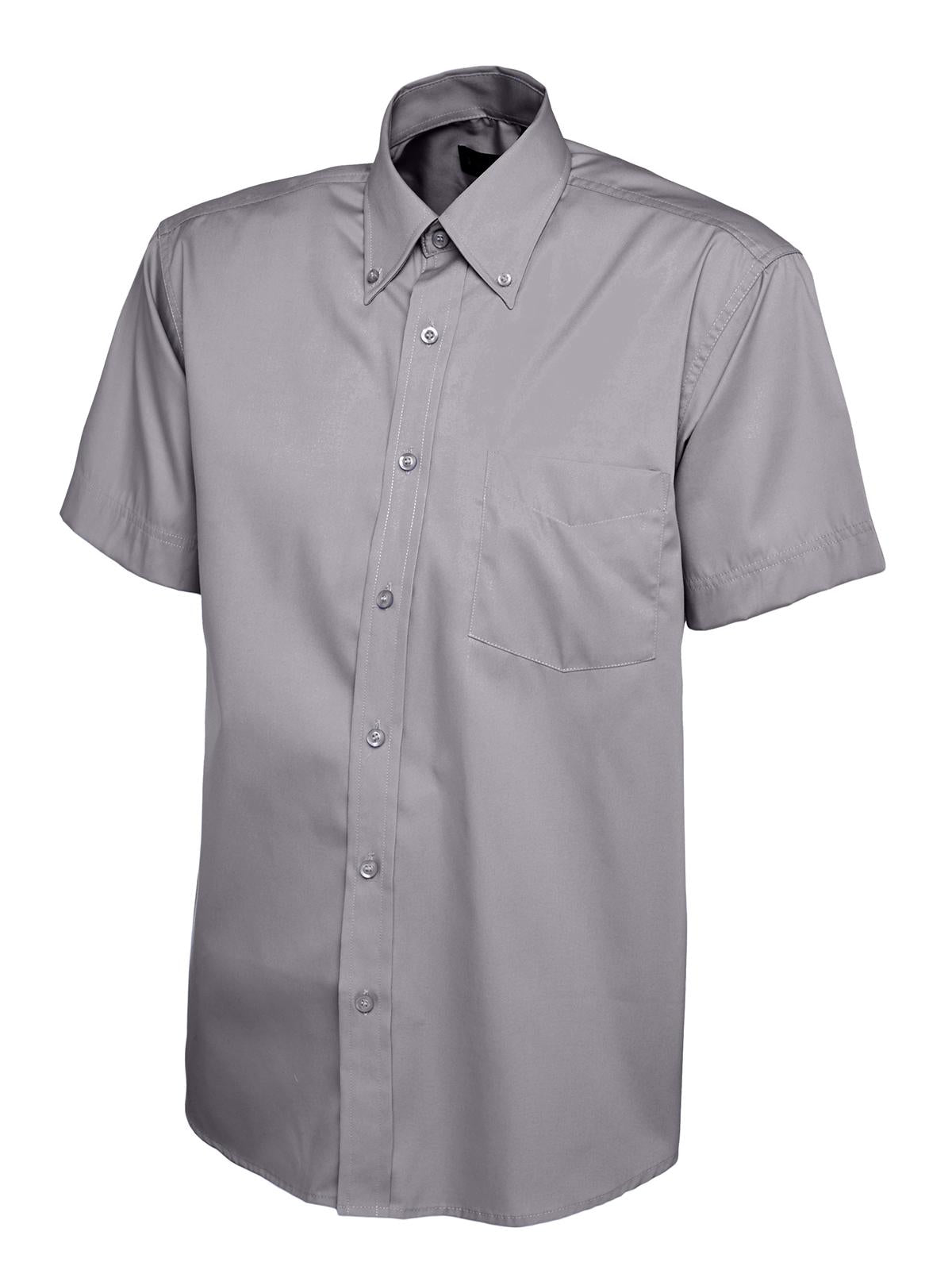 UC702 Mens Pinpoint Oxford Half Sleeve Shirt - Charcoal