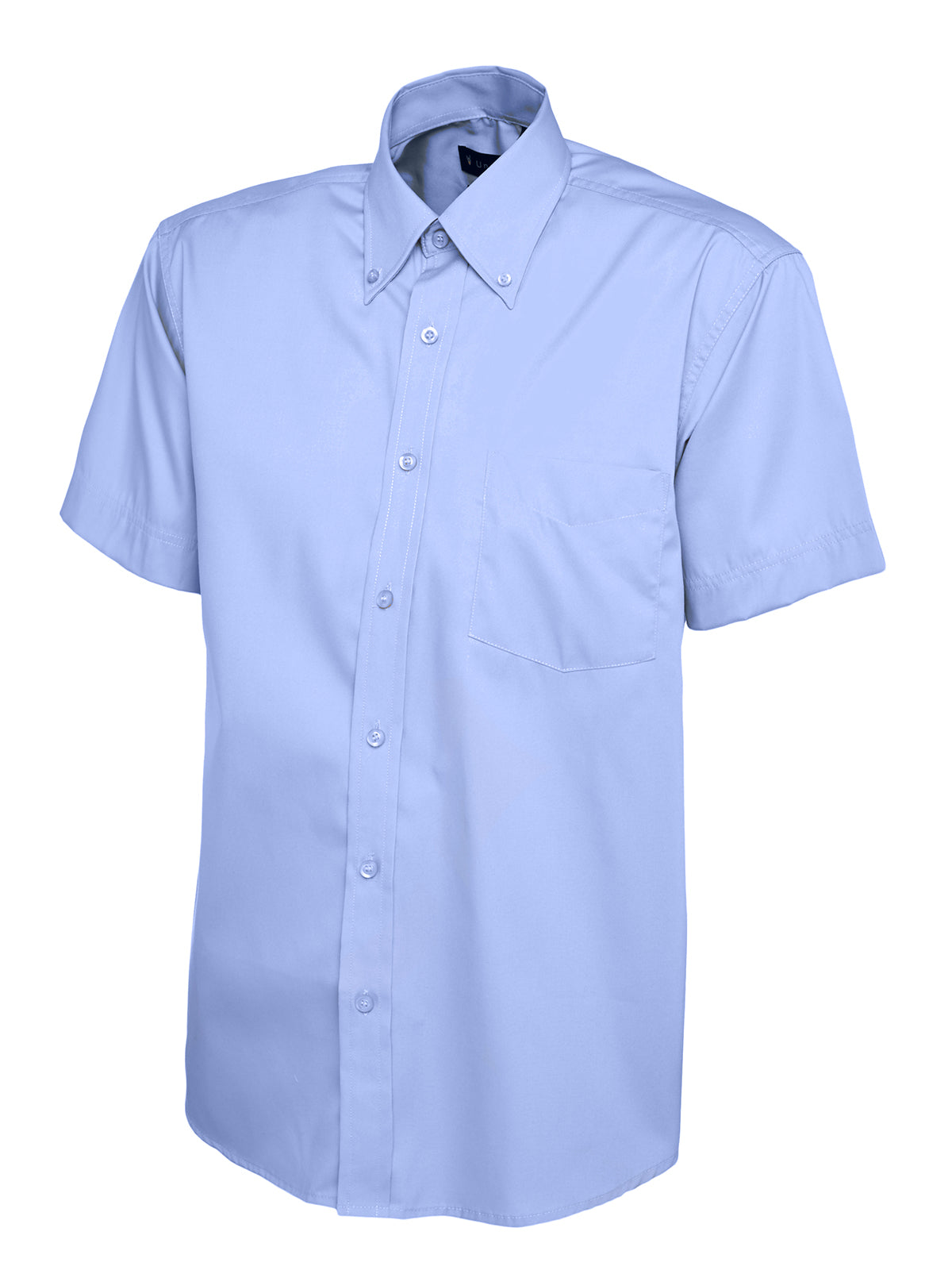 UC702 Mens Pinpoint Oxford Half Sleeve Shirt - Mid Blue