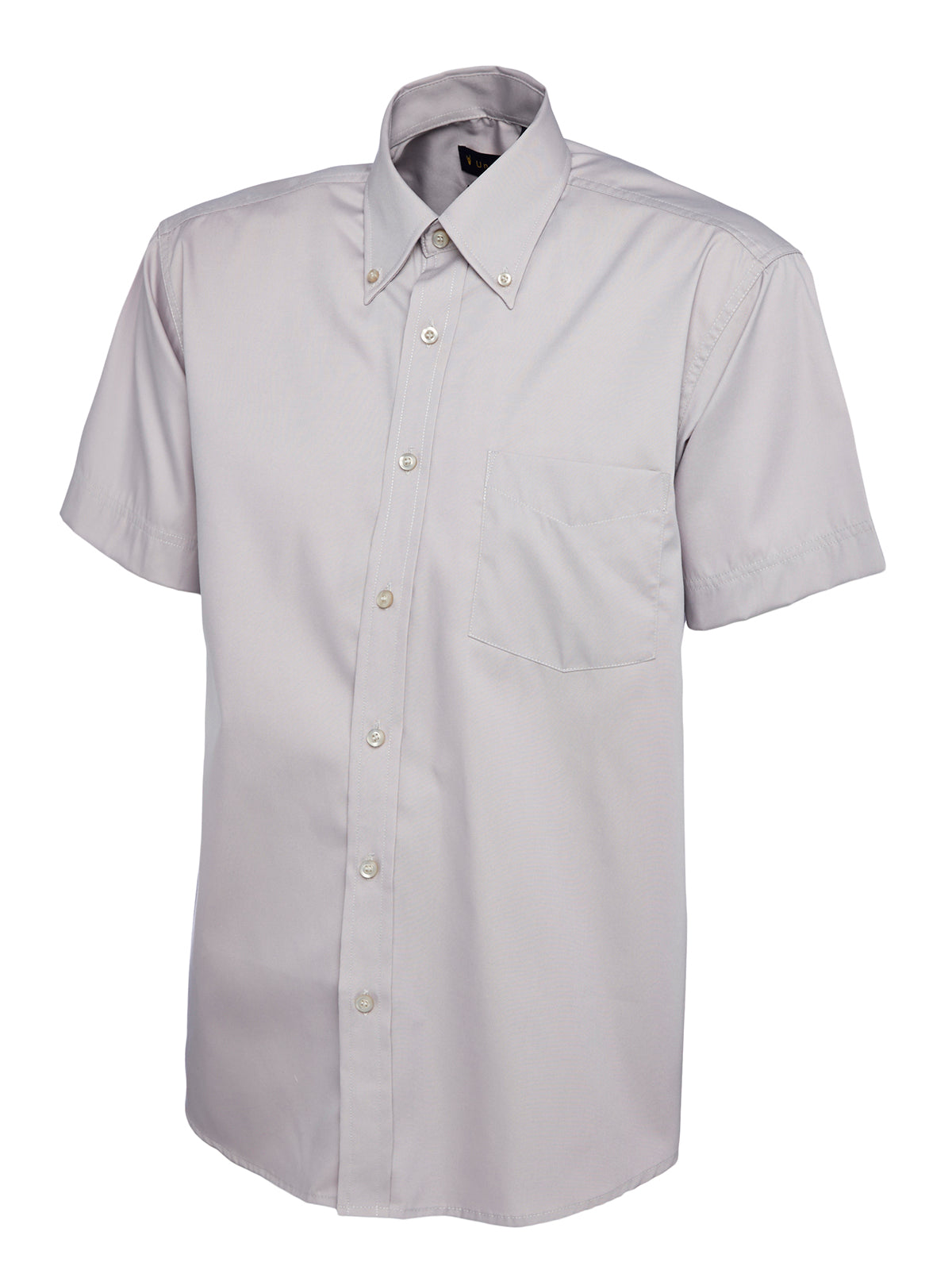 UC702 Mens Pinpoint Oxford Half Sleeve Shirt - Silver Grey