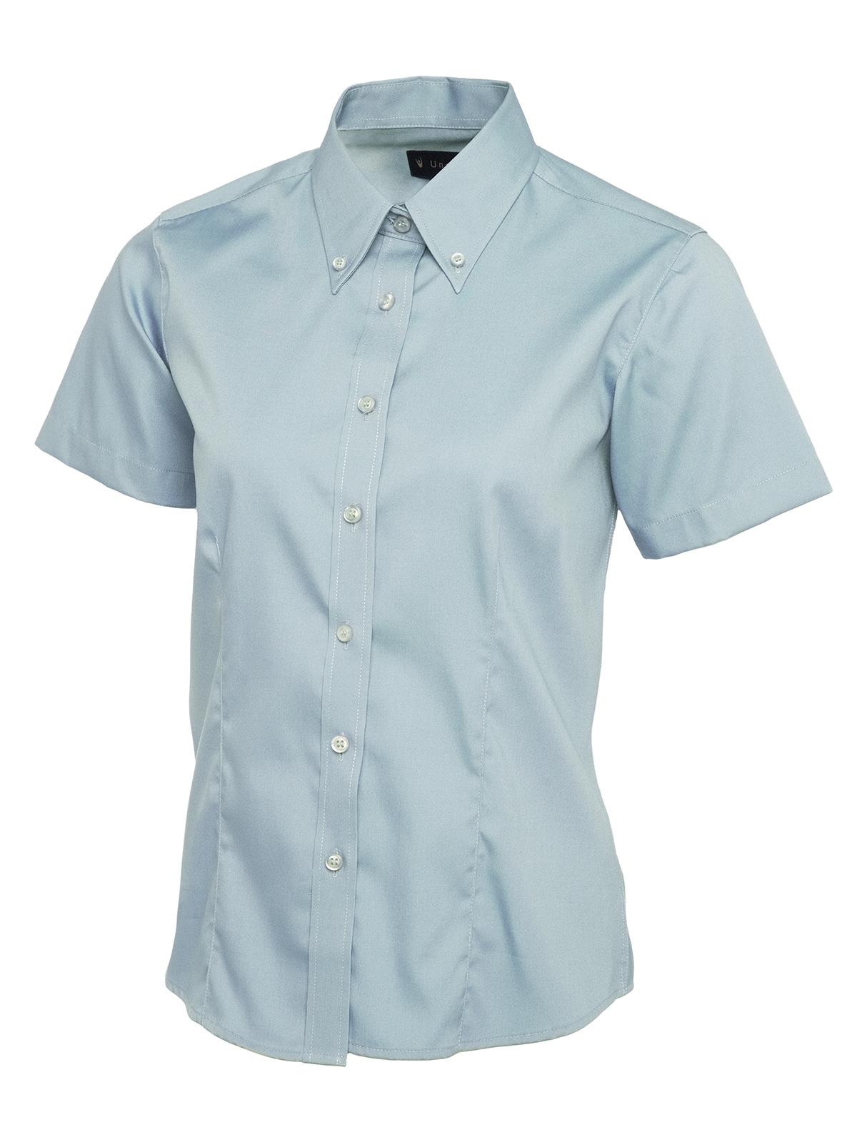 UV704 Ladies Pinpoint Oxford Half Sleeve Shirt - Light Blue