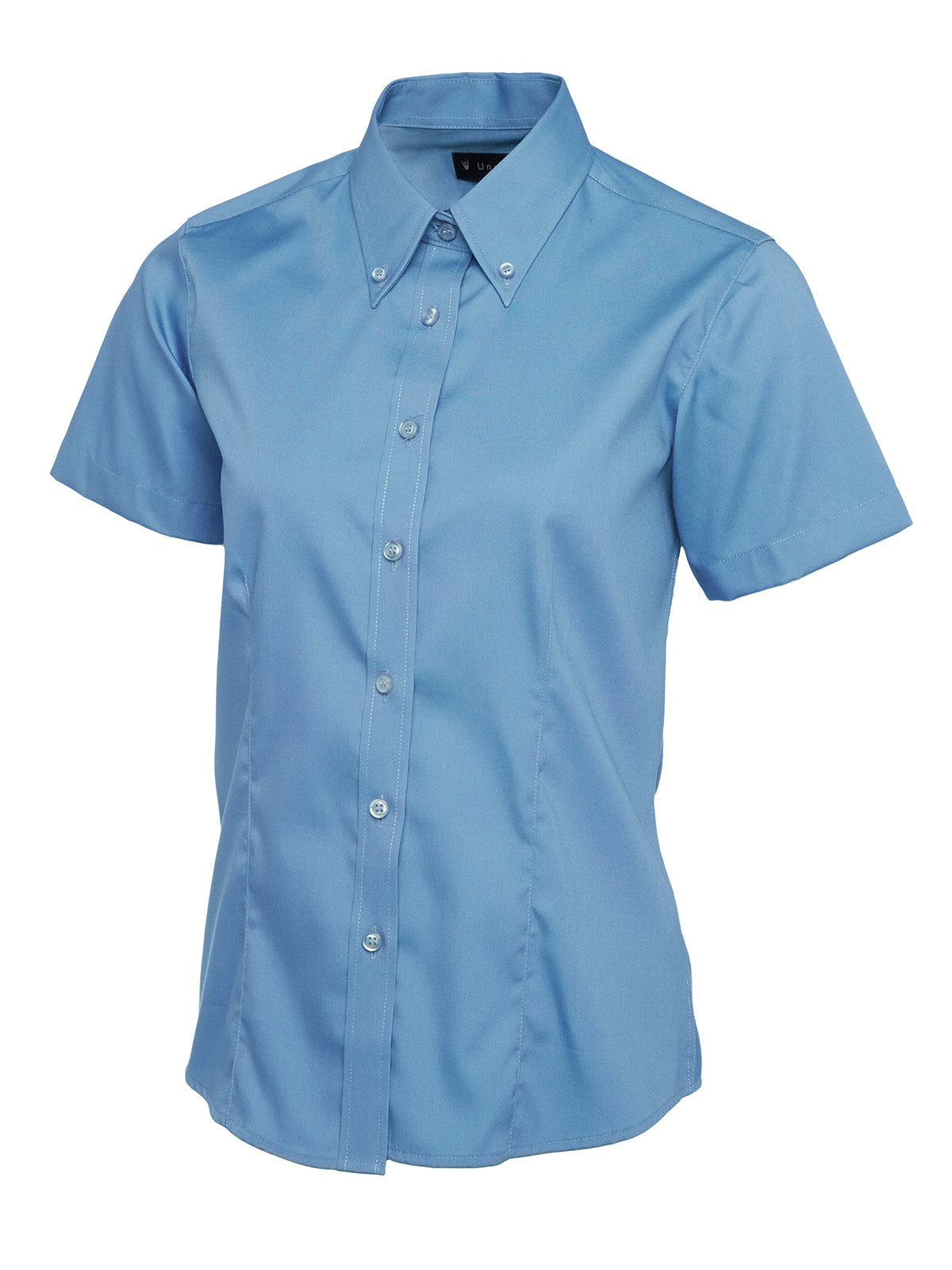 UC704 Ladies Pinpoint Oxford Half Sleeve Shirt - Mid Blue