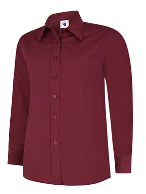 UC711 Ladies Poplin Full Sleeve Shirt - Burgundy