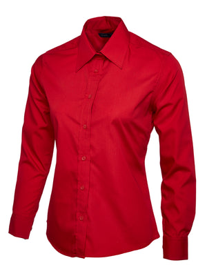 UC711 Ladies Poplin Full Sleeve Shirt - Red